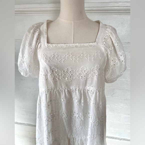 Amylynn White Coco Dress Borderie Anglaise Lace Cotton Dress Eyelet Baby Doll - Picture 11 of 15
